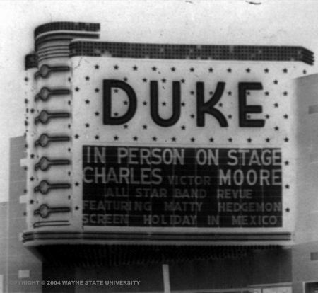 Duke Theatre - Marquee From Wayne State Library (newer photo)